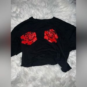 windsor "roses please cutoff graphic tee" - M - black